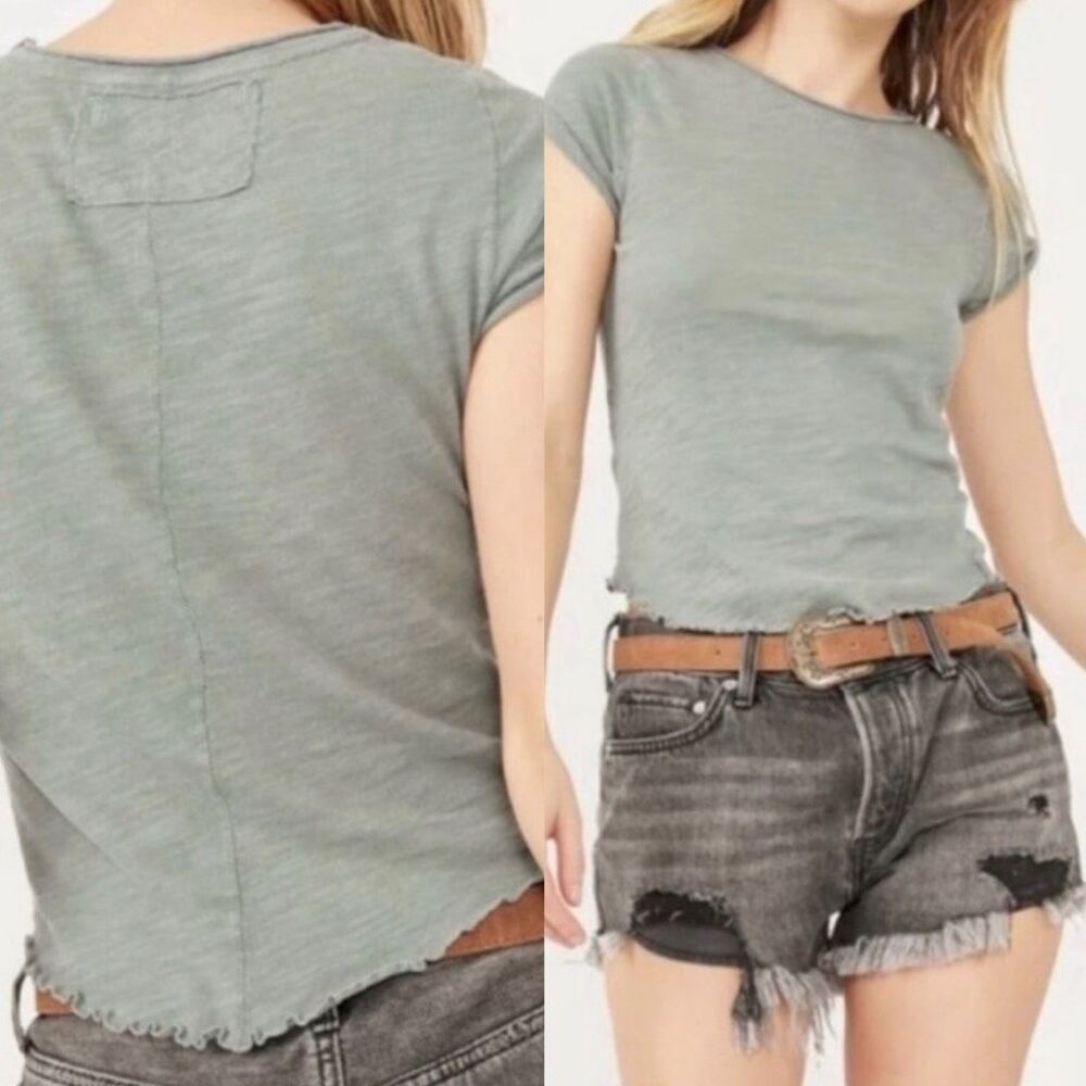Free People x We The Free Be My Baby Tee in sage green size small NEW